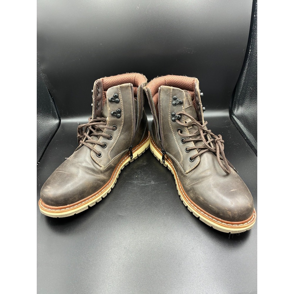 Mountain Creek Men's Dark Brown Leather Lace Up Zip Ankle Boots Size 11M